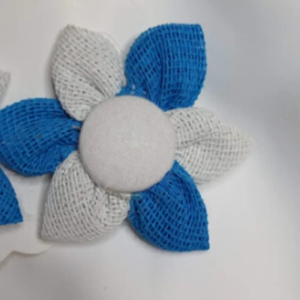 Girls Handmade 2pc Set Of Blue/White Floral Hair Clip- Brand New